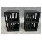 Pair Of Two-Tier Rotating Bookshelves