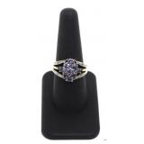 Sterling Silver Tanzanite & Diamond Ring- Sz 8