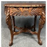 Carved Wood End Table