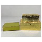 Gold Tone Trinket Boxes / 3 pc