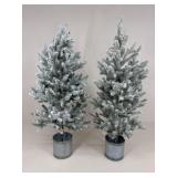 Pair Of Artificial Mini Christmas Trees