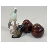 Resin/Stone/Mahogany Bird Figures / 4 pc