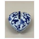 Blue & White Ceramic Heart Trinket Box