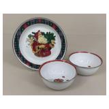 Vintage Hallmark Mitford Enameled Plate & Bowls