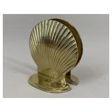 Pair Of Brass Tone Seashell Bookends