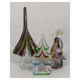 Art Glass Angel & Christmas Trees / 3 pc