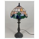 Metal Lamp W/ Stained Glass Shade