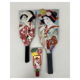 Japanese Hagoita Fan Paddles / 3 pc