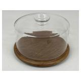 Wooden Cake Stand w/ Glass Cloche