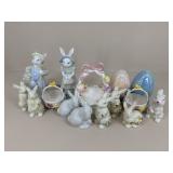 Ceramic Easter Baskets/Bunnies/Eggs Decor / 15 pc