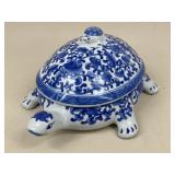 Ceramic Blue & White Turtle Box