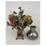 Floral Arrangement In Resin Display & Metal Vase
