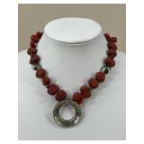 Stone Beaded Necklace w/ Sterling Silver Accents