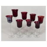 Ruby Red Stemmed Votives / 8 pc