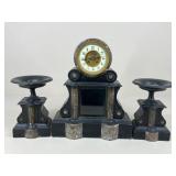Stone & Concrete 3pc Mantle Clock Set