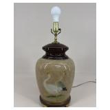 Vintage Glass & Wood Ginger Jar Lamp