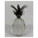 Glass & Brass-Tone Pineapple Paperweight