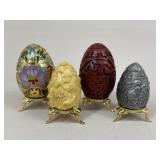 The Franklin Mint Decorative Eggs W/ Stands / 4 pc