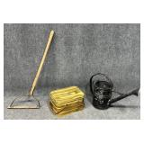 Vintage Metal Picnic Basket, Watering Can +