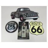 Metal Texaco & Route 66 Signs / 4 pc