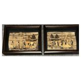 2/PC African Banana Leaf Art in Shadow Box