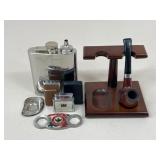 Flask, Lighters, Cigar Cutters, & Pipe