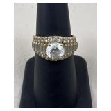 Sz 6.5 Gold Tone & CZ Ring