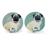 Anthropologie "Dog-A-Day Pug" Salad Plates 2pc