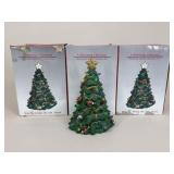 Porcelain Decorated Lighted Christmas Tree / 4 pc