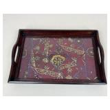 Wooden Tray w/ Fabric Accent
