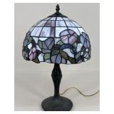 Metal Lamp W/ Stained Glass Shade