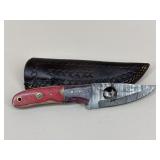 Custom Damascus Fixed Blade Knife W/ Sheath