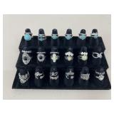 Sz 4 - 9 Silvertone Ring Assortment/ 35 pc