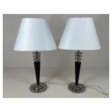 Pair Of Metal & Wood Lamps w/ Shades