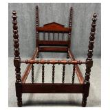 Mahogany Spool Style Twin Poster Bed