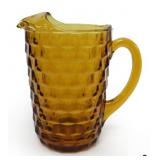 "Whitehall-Cubist" Amber Pitcher by Indiana Glass