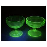 Vaseline Glass Dessert Bowls / 2 pc