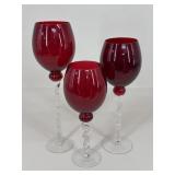 Ruby Red Stemmed Votives / 3 pc