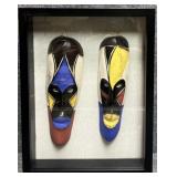 Carved Masks in Shadow Box Display