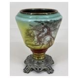 Vintage Glass & Metal Oil Lamp Base