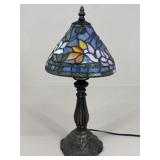 Metal Lamp W/ Stained Glass Shade