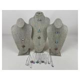 Silver Tone Costume Jewelry / 18 pc