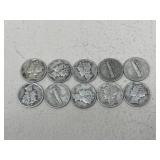 1944 Mercury Dimes / 10 pc