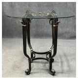 Metal Bar Height Table W/ Glass Top