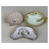 Hand painted Ceramic Trinket Dishes / 3 pc