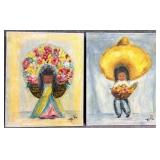 2/PC Original Painting on Canvas Signed