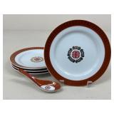 Porcelain Asian Patterned Plates & Spoon