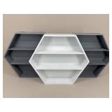 Hexagon Wall Hanging Wood Shelf / 3 pc
