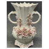 2' High Capodimonte Double-Handled Porcelain Vase