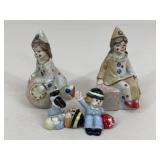 Harlequin & Clown Porcelain Figures / 4 pc